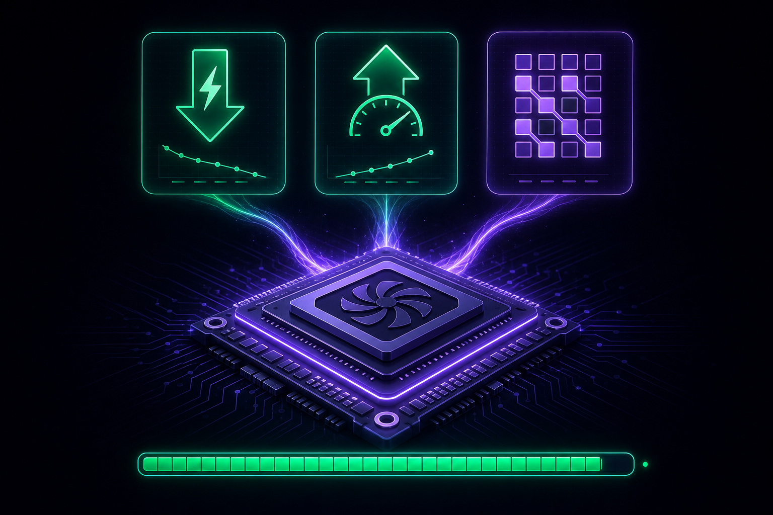 Optimized GPU showing reduced energy, increased throughput, and efficient memory access